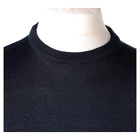 Blue crew-neck sweatshirt In Primis, jersey, 50% merino wool 50% acrylic