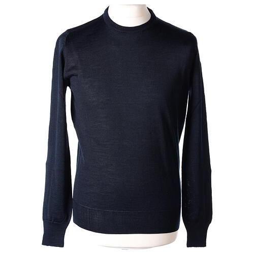 Blue crew-neck sweatshirt In Primis, jersey, 50% merino wool 50% acrylic 1