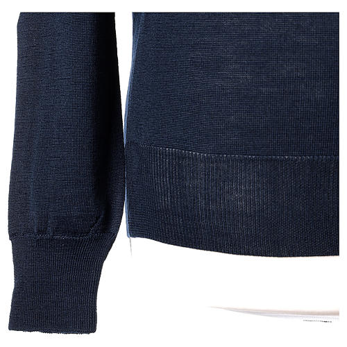 Pullover sacerdote blu girocollo a maglia rasata 50% lana merino 50% acrilico In Primis 4