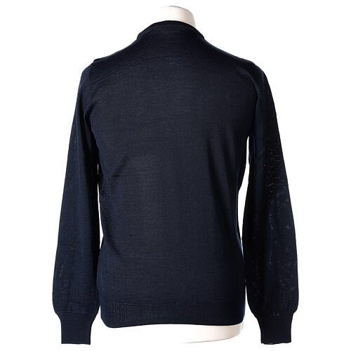 Crew neck blue plain knitted jumper for clergymen 50% acrylic 50% merino wool In Primis 5
