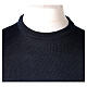 Crew neck blue plain knitted jumper for clergymen 50% acrylic 50% merino wool In Primis s2