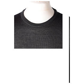 Dark grey crew-neck sweatshirt In Primis, jersey, 50% merino wool 50% acrylic