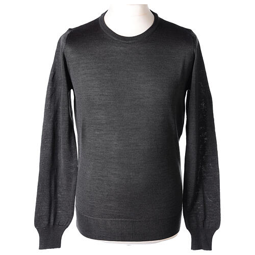 Dark grey crew-neck sweatshirt In Primis, jersey, 50% merino wool 50% acrylic 1