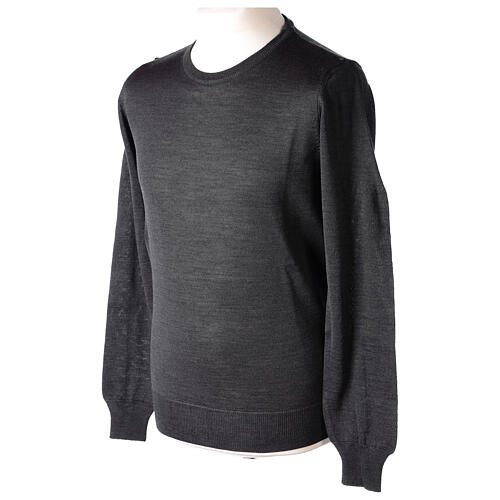 Dark grey crew-neck sweatshirt In Primis, jersey, 50% merino wool 50% acrylic 3