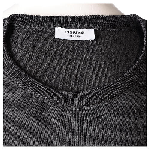 Dark grey crew-neck sweatshirt In Primis, jersey, 50% merino wool 50% acrylic 6