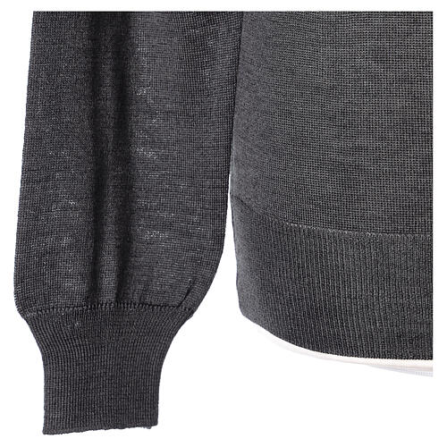 Crew neck grey plain knitted jumper for clergymen 50% acrylic 50% merino wool In Primis 4