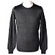 Crew neck grey plain knitted jumper for clergymen 50% acrylic 50% merino wool In Primis s1