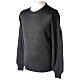 Crew neck grey plain knitted jumper for clergymen 50% acrylic 50% merino wool In Primis s3