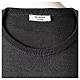 Crew neck grey plain knitted jumper for clergymen 50% acrylic 50% merino wool In Primis s6