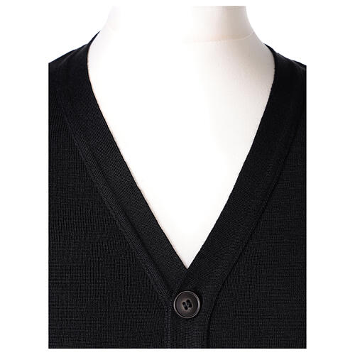 Black priest cardigan In Primis, buttons and pockets, 50% merino wool 50% acrylic 2