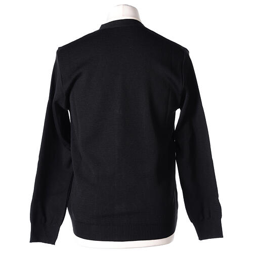 Black priest cardigan In Primis, buttons and pockets, 50% merino wool 50% acrylic 6