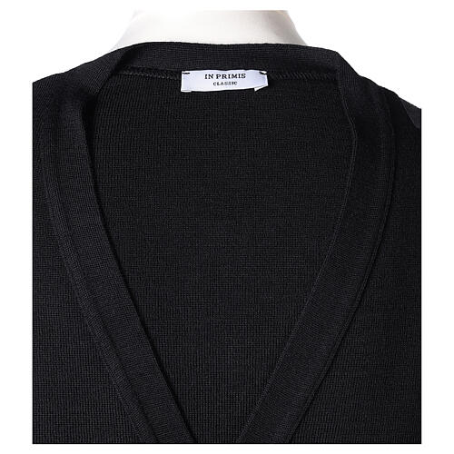 Black priest cardigan In Primis, buttons and pockets, 50% merino wool 50% acrylic 7