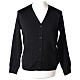 Black priest cardigan In Primis, buttons and pockets, 50% merino wool 50% acrylic s1