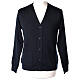 Blue priest cardigan In Primis, buttons and pockets, 50% merino wool 50% acrylic s1