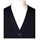 Gilet prêtre bleu poches et boutons tricot uni 50% acrylique 50% laine mérinos In Primis s2