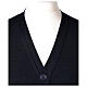 Casaco de malha sacerdote azul escuro bolsos e botões 50% lã de merino 50% acrílico In Primis s2