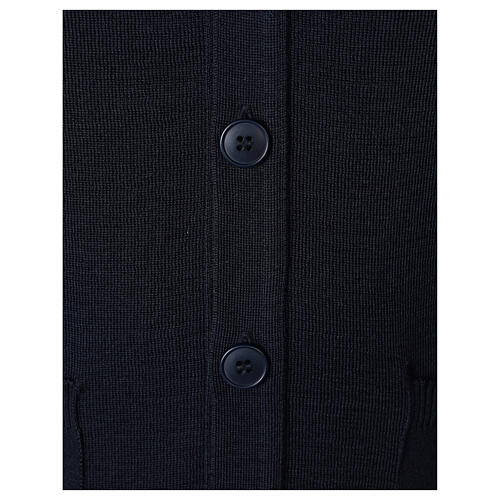 Blue clergy cardigan buttons and pockets 50% merino wool 50% acrylic In Primis 4