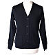 Blue clergy cardigan buttons and pockets 50% merino wool 50% acrylic In Primis s1