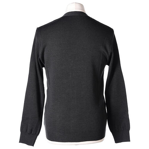 Sweter rozpinany na guziki dla księdza antracyt kieszonki 50% wełna merynos 50% akryl In Primis 7