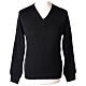 Priest V-neck sweatshirt In Primis, plain black fabric, 50% merino wool 50% arcylic s1