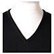 Priest V-neck sweatshirt In Primis, plain black fabric, 50% merino wool 50% arcylic s2