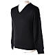Priest V-neck sweatshirt In Primis, plain black fabric, 50% merino wool 50% arcylic s3