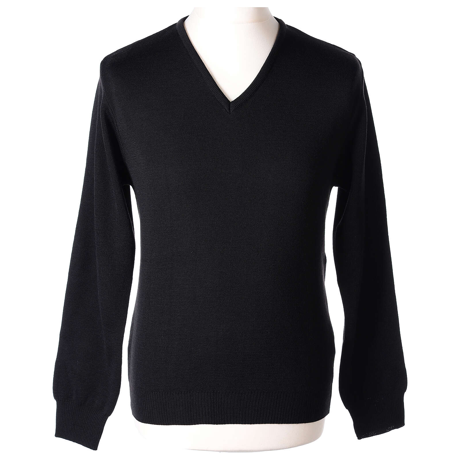 V-neck black clergy jumper plain fabric 50% acrylic 50% | online sales ...