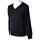 Priest V-neck sweatshirt In Primis, plain blue fabric, 50% merino wool 50% arcylic s3