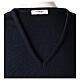V-neck blue clergy jumper plain fabric 50% acrylic 50% merino wool s6