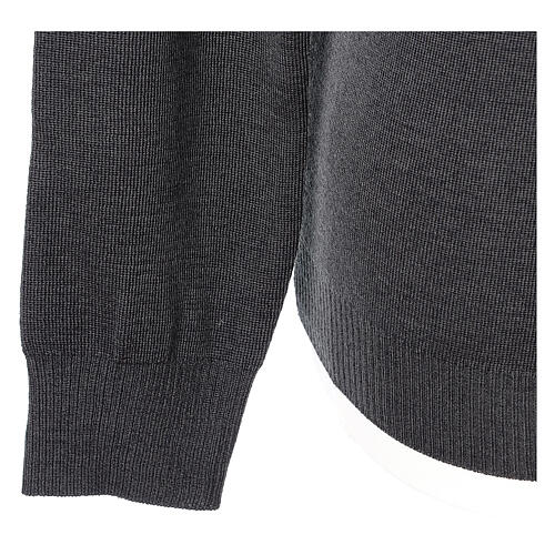 Priest V-neck sweatshirt In Primis, plain dark grey fabric, 50% merino wool 50% arcylic 4