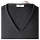 Priest V-neck sweatshirt In Primis, plain dark grey fabric, 50% merino wool 50% arcylic s6