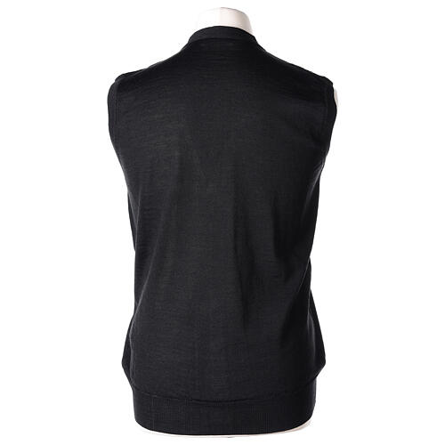 Sleeveless cardigan In Primis, black jersey, 50% merino wool 50% acrylic 5
