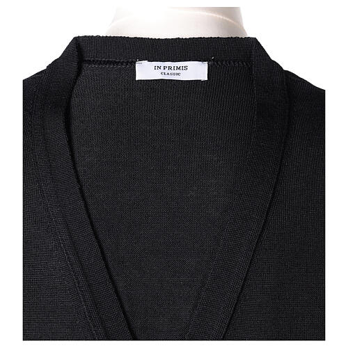 Sleeveless cardigan In Primis, black jersey, 50% merino wool 50% acrylic 6