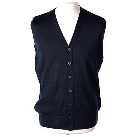 Sleeveless cardigan In Primis, blue jersey, 50% merino wool 50% acrylic