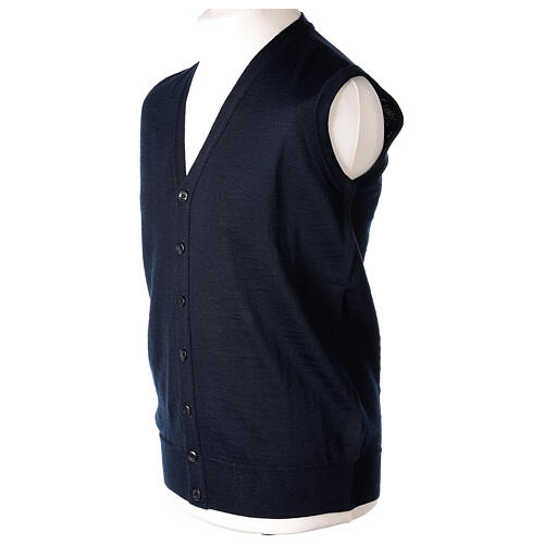 Sleeveless cardigan In Primis, blue jersey, 50% merino wool 50% acrylic 3