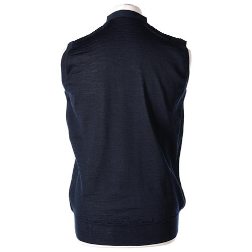 Gilet prêtre bleu poches et sans manches boutons jersey simple 50% acrylique 50% laine mérinos In Primis 4
