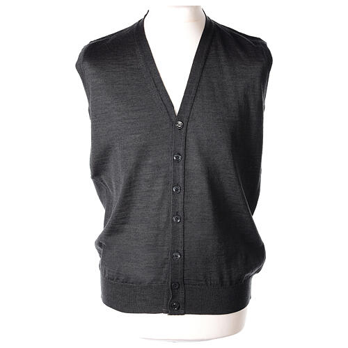 Sleeveless cardigan In Primis, dark grey jersey, 50% merino wool 50% acrylic 1