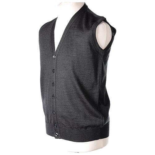 Sleeveless cardigan In Primis, dark grey jersey, 50% merino wool 50% acrylic 4