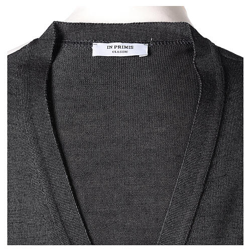 Sleeveless cardigan In Primis, dark grey jersey, 50% merino wool 50% acrylic 6