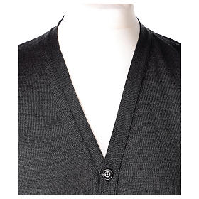 Gilet prêtre gris anthracite poches et sans manches boutons jersey simple 50% acrylique 50% laine mérinos In Primis