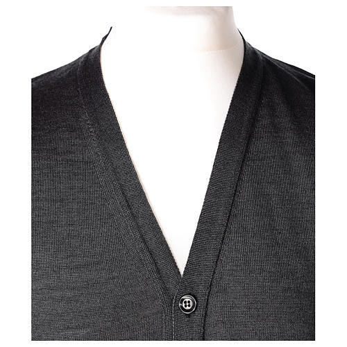 Gilet prêtre gris anthracite poches et sans manches boutons jersey simple 50% acrylique 50% laine mérinos In Primis 2