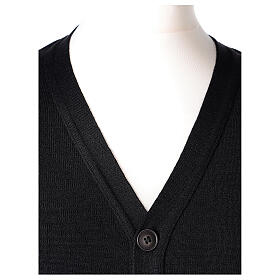 Priest black jacket In Primis with pockets and buttons, PLUS SIZES, 50% merino wool 50% acrylic