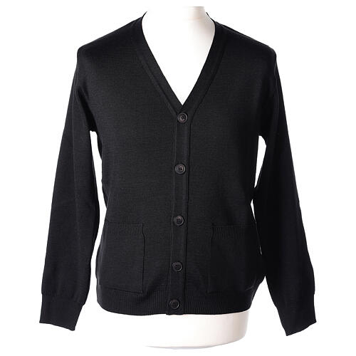 Priest black jacket In Primis with pockets and buttons, PLUS SIZES, 50% merino wool 50% acrylic 1