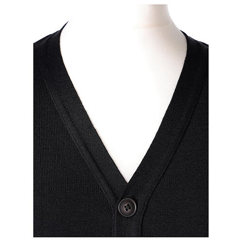 Priest black jacket In Primis with pockets and buttons, PLUS SIZES, 50% merino wool 50% acrylic 2