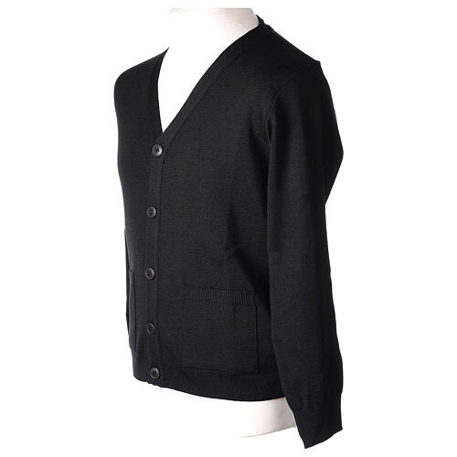 Priest black jacket In Primis with pockets and buttons, PLUS SIZES, 50% merino wool 50% acrylic 5