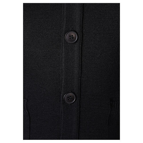 Gilet noir manches longues In Primis poches et boutons GRANDE TAILLE 50% mérinos 50% acrylique 3