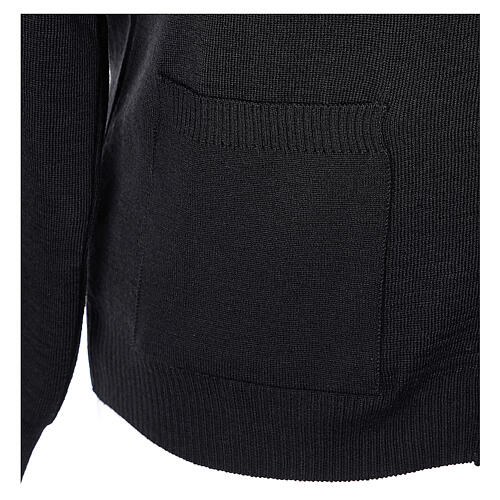 Gilet noir manches longues In Primis poches et boutons GRANDE TAILLE 50% mérinos 50% acrylique 4