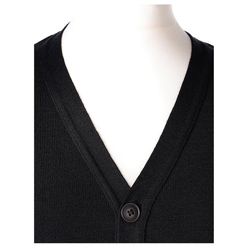 Black priest cardigan pockets buttons PLUS SIZE 50% merino 50% acr. In Primis 2