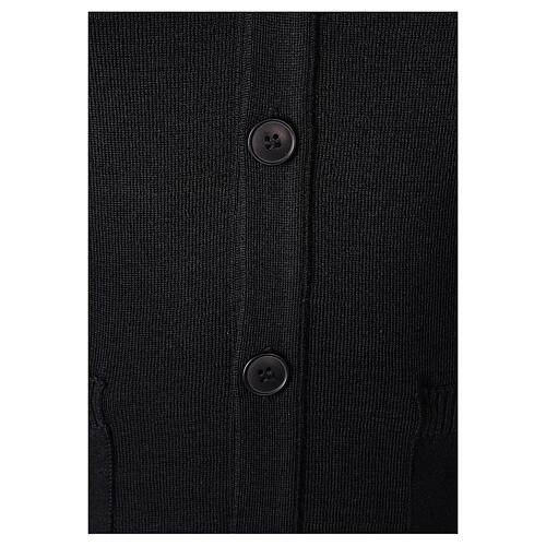 Black priest cardigan pockets buttons PLUS SIZE 50% merino 50% acr. In Primis 3