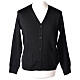 Black priest cardigan pockets buttons PLUS SIZE 50% merino 50% acr. In Primis s1